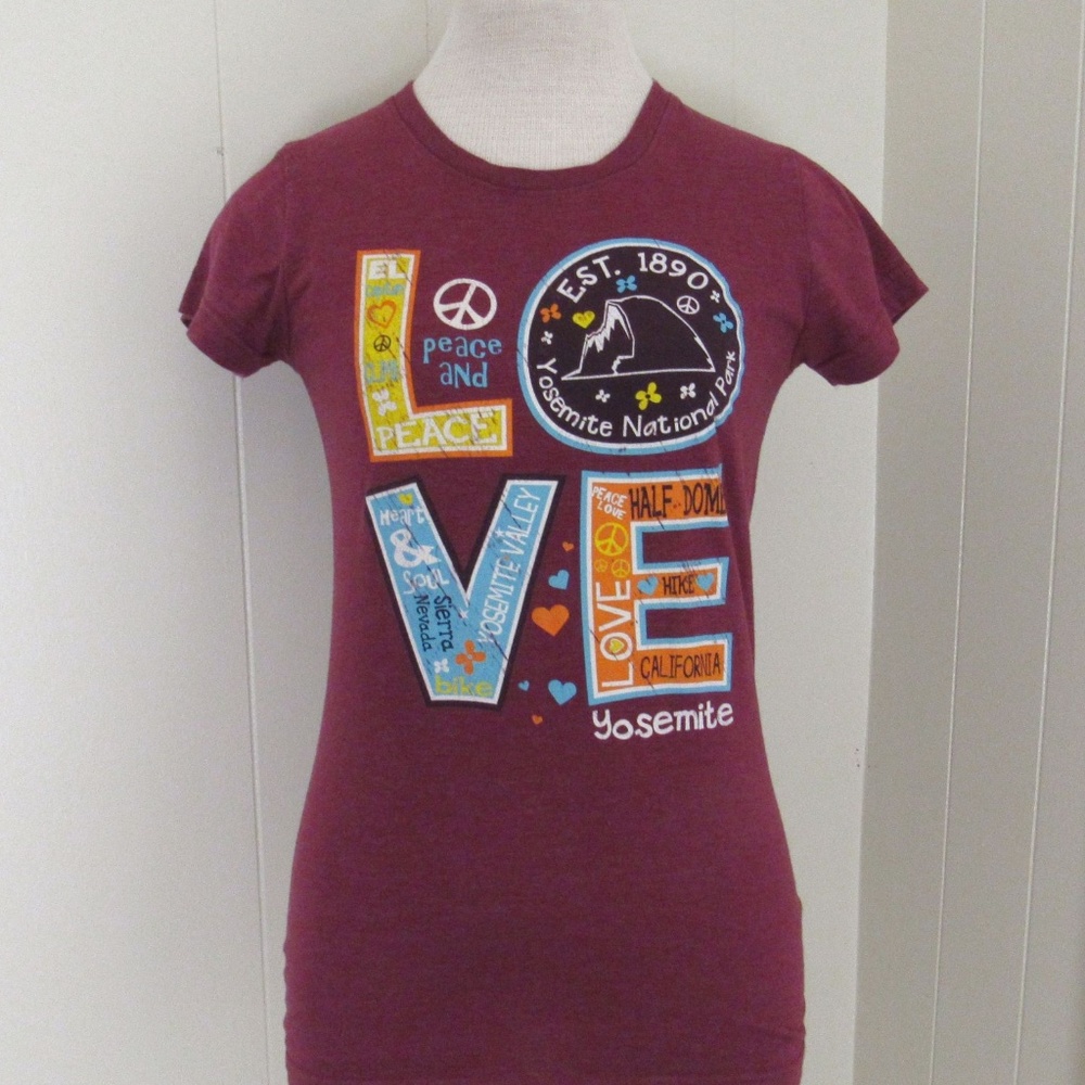 Yosemite Love Tshirt Maroon Red Kids Large